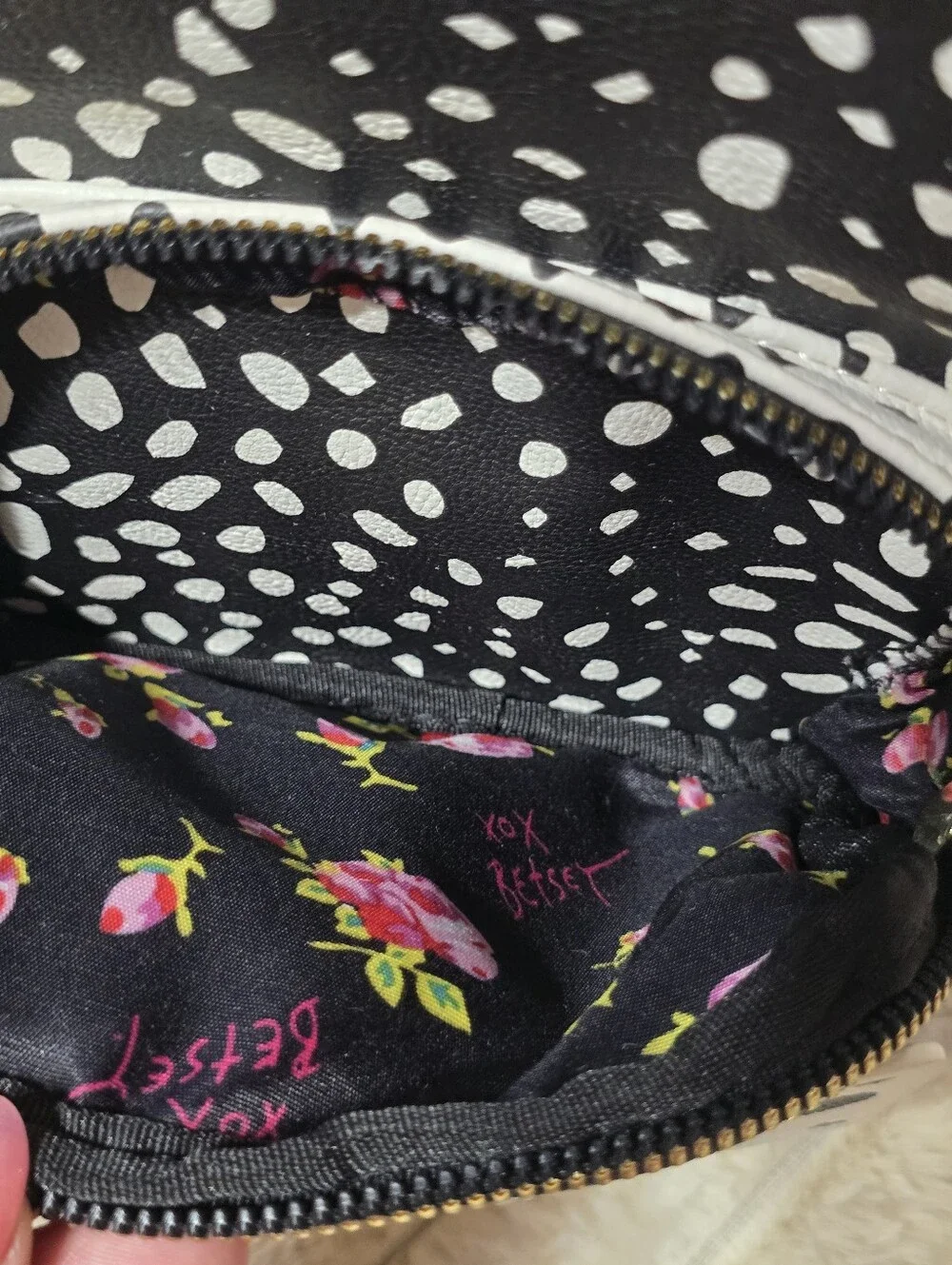 Betsey Johnson Black & White Dalmatian Puppy Dog Face Mini Backpack